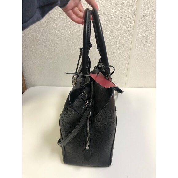 Michael Kors Kimberly Satchel Black Pebbled Leather Purse - Picture 5 of 16